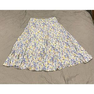 Chaps 90s Tiered Skirt Medium Cotton Blue Floral Prairiecore Cottagecore
